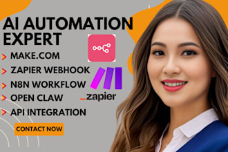 setup webhook api integration ai automation using n8n open claw make com zapier