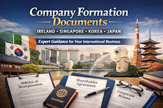 provide company formation document for preland, singapore, korea and japan