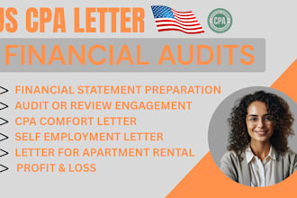 write US CPA letter, mortgage letter, income verification and comfort letter