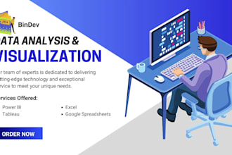 be your data analyst in power bi, python, sql, tableau, and excel expert
