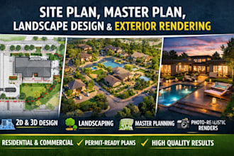 do site plan master plan landscape design exterior rendering