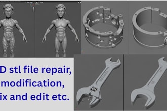 do stl file repair, custom modification mesh cleanup edit, fix for 3d printing,