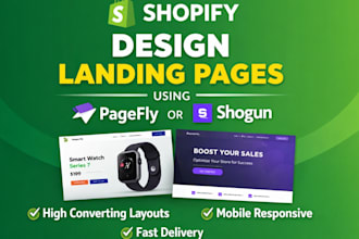 design shopify landing page using pagefly or shogun