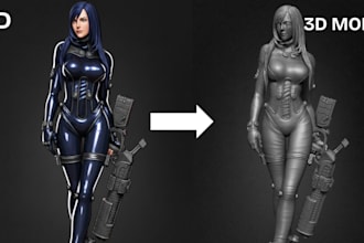 convert 2d to 3d printable model stylized 3d character design 2d to 3d model