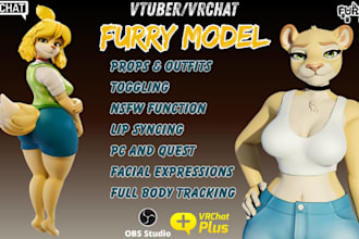 create custom 3d model for vrchat avatar, vtuber model, furry nsfw avatar, anime