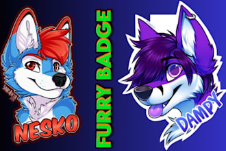 draw furry sticker furry badge furry ych fursona headshot furry art  emote pack