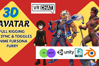 design a high quality custom 3d avatar vr character furry avatar from scratch