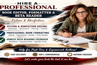 be developmental book editor, formatting, line and copy, fiction, amazon KDP