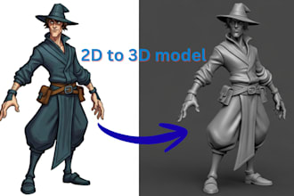 convert 2d to 3d model, sketch to 3d model photo to 3d for 3d printing