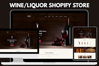 design wine shopify store, juice website, liquor, beverage dropshipping store