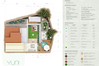 expertly design a custom 2d landscape layout colored plan