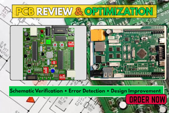 review your pcb layout and pcb schematic for errors and optimization