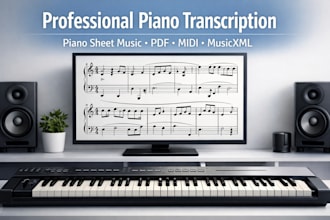 transcribe piano sheet music, guitar tab, full music transcription