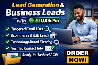 deliver email list lead generation, business ecommerce leads with builtwith pro