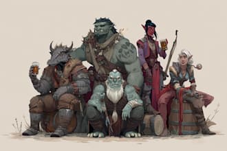create cinematic fantasy group artwork