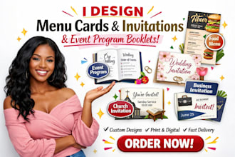 design food menu card event program booklet wedding church business invitation