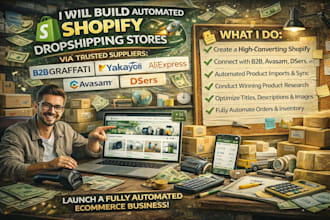 shopify dropshipping store via b2b graffati, yakkayofi, avasam, aliexpress dsers