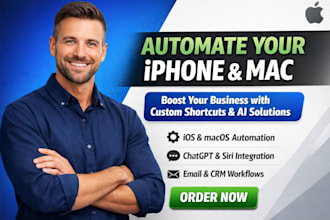 apple iphone ios macos script shortcut business ai siri task flow automation