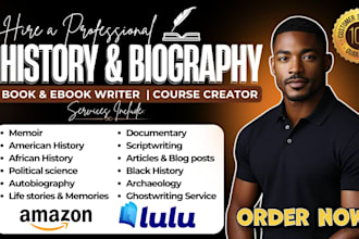 ghostwrite history and biography, political science, american history, memoir