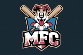 do awesome dog baseball logo for your business