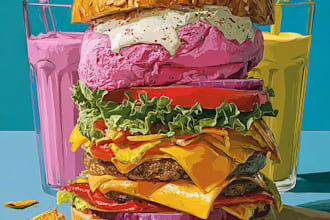 create bold and tasty food pop art illustrations