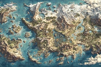 do awesome unique cartoonic fantasy vector map, illustration