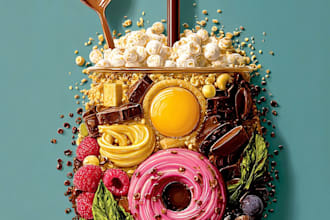 create eye popping food pop art and retro comic style