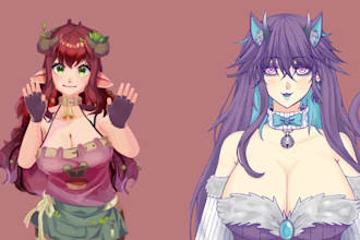design 2d vtuber model, live2d vtuber character, vtube studio model anime vtuber