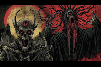 design vintage fantasy horror fun cartoon character
