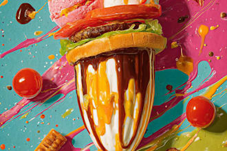 create vibrant food pop art illustration
