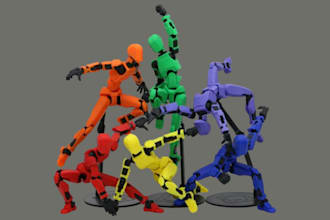 sculpt 3d articulated character model design 3d bjd articulated toy model, stl