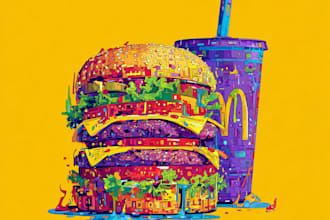 do food pop art illustration for wall decor and print