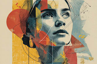 draw abstract painting art , abstract portrait, oil paint