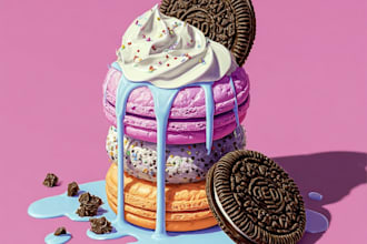 create vibrant food pop art illustration in modern