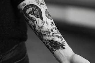 do black and white dark art illustration for your tattoo
