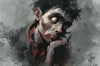 do a digital horror, dark, or goth painting