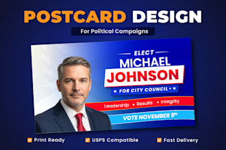 design political campaign postcard, eddm postcard, yard sign design