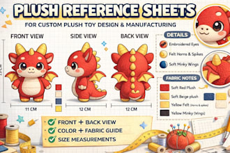 design custom plush and furry reference  sheets stuffed animal character designs