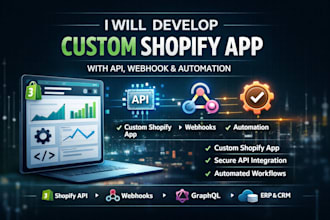 develop custom shopify app with API, webhook and automation