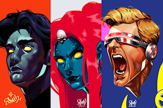 create detail comic book character portraits