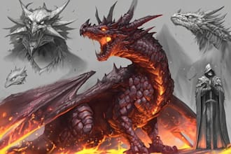paint fantasy illustration and creature concept art