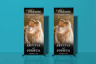 design wedding signs, roll up banners, and event displays