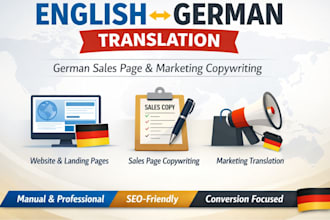 translate english to german, german to english, german sales page copywriting