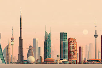 draw vector city skylines and travel poster for souvenirs and print