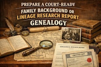 prepare a court ready family background or lineage research report, genealogy