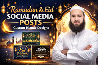 create modern islamic ramadan and eid social media posts