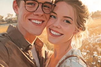draw couple portrait illustration