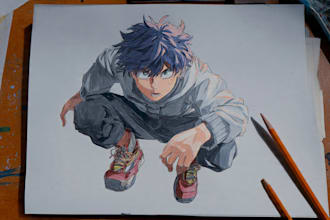 draw anime sketch colored