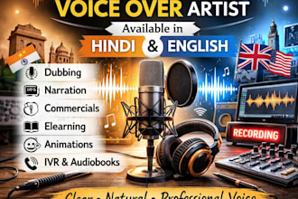 voice over and dub for youtube, anime,movies etc in hindi and english