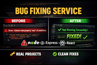 fix node js and express js errors fast